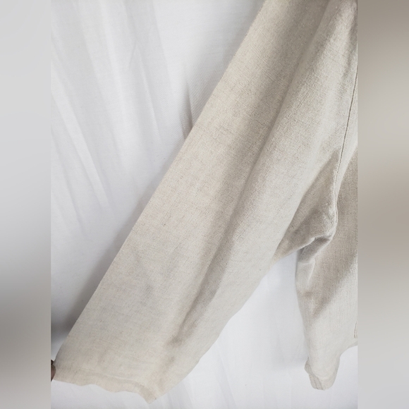 J.Jill Beige 100% Linen Wood Button-Up Cardigan Jacket Sz M - Picture 4 of 7